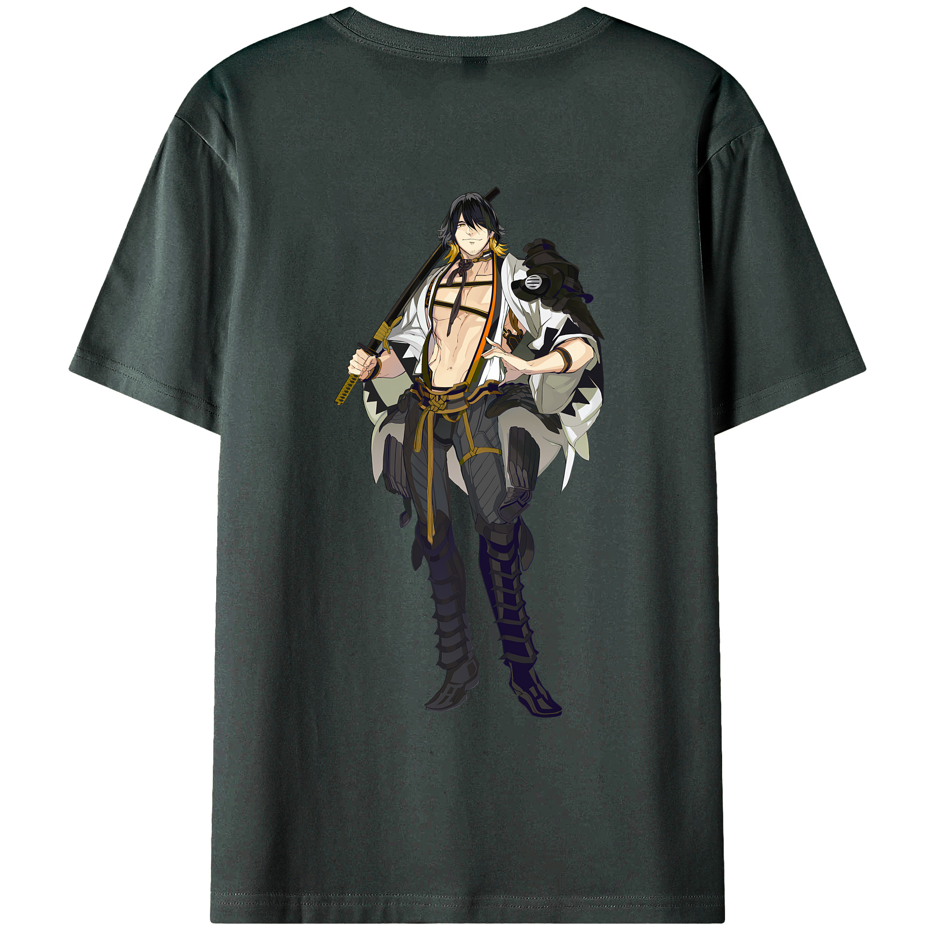 （画像用） 刀剣乱舞 Touken Ranbu 綿100％ メンズ半袖Tシャツ（バックプリント） 通気性